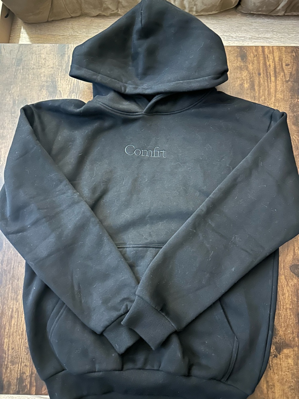Comfort Embroidered Men's Black Hoodie - Comfort